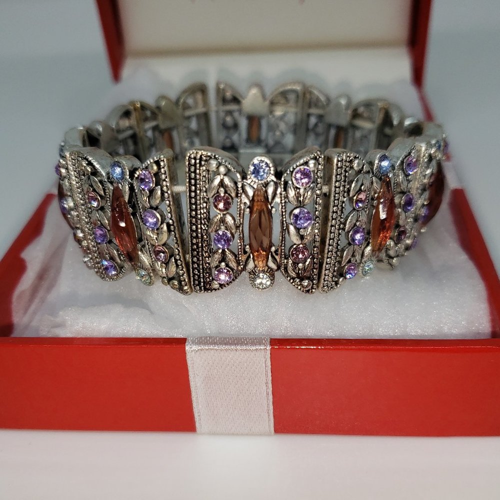 Beautiful Elastic Multi-Colored Gem Bracelet
